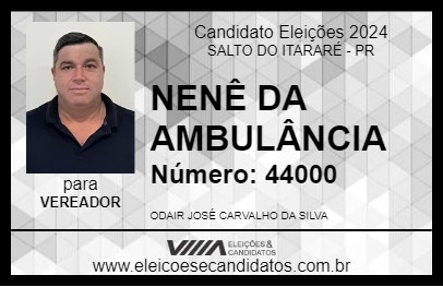 Candidato NENÊ DA AMBULÂNCIA 2024 - SALTO DO ITARARÉ - Eleições