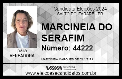 Candidato MARCINEIA DO SERAFIM 2024 - SALTO DO ITARARÉ - Eleições