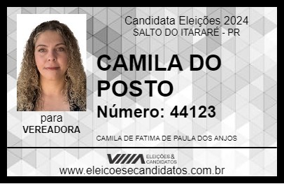 Candidato CAMILA DO POSTO 2024 - SALTO DO ITARARÉ - Eleições