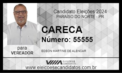 Candidato CARECA 2024 - PARAÍSO DO NORTE - Eleições