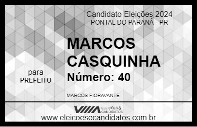 Candidato MARCOS CASQUINHA 2024 - PONTAL DO PARANÁ - Eleições