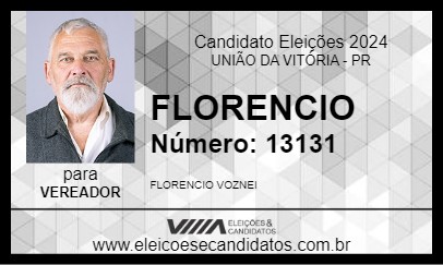 Candidato FLORENCIO 2024 - UNIÃO DA VITÓRIA - Eleições