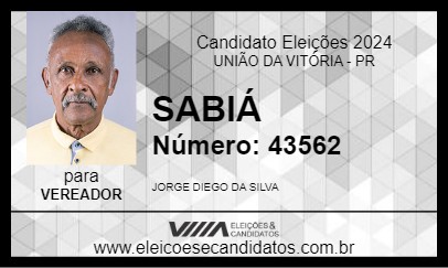 Candidato SABIÁ 2024 - UNIÃO DA VITÓRIA - Eleições