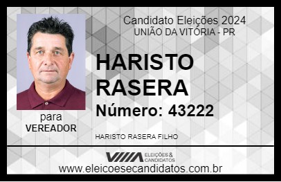 Candidato HARISTO RASERA 2024 - UNIÃO DA VITÓRIA - Eleições