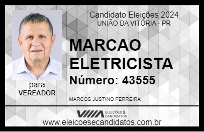 Candidato MARCAO ELETRICISTA 2024 - UNIÃO DA VITÓRIA - Eleições