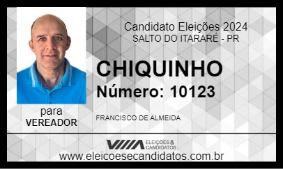 Candidato CHIQUINHO 2024 - SALTO DO ITARARÉ - Eleições