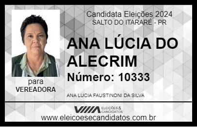 Candidato ANA LÚCIA DO ALECRIM 2024 - SALTO DO ITARARÉ - Eleições