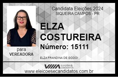 Candidato ELZA COSTUREIRA 2024 - SIQUEIRA CAMPOS - Eleições