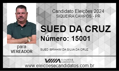 Candidato SUED DA CRUZ 2024 - SIQUEIRA CAMPOS - Eleições