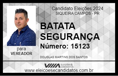 Candidato BATATA SEGURANÇA 2024 - SIQUEIRA CAMPOS - Eleições