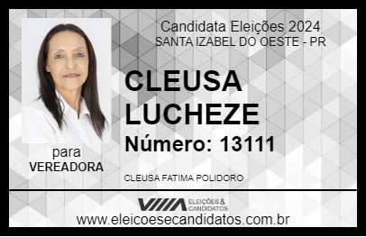 Candidato CLEUSA LUCHEZE 2024 - SANTA IZABEL DO OESTE - Eleições