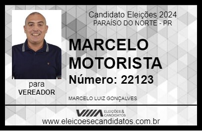 Candidato MARCELO MOTORISTA 2024 - PARAÍSO DO NORTE - Eleições