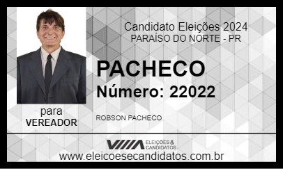 Candidato PACHECO 2024 - PARAÍSO DO NORTE - Eleições