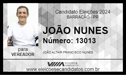 Candidato JOÃO NUNES 2024 - BARRACÃO - Eleições