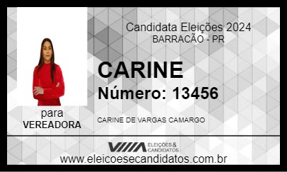 Candidato CARINE 2024 - BARRACÃO - Eleições