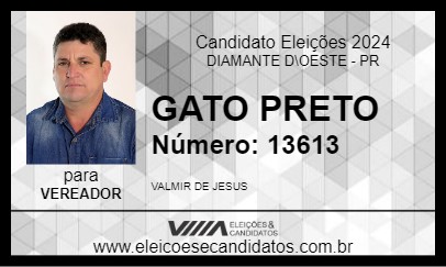 Candidato GATO PRETO 2024 - DIAMANTE D\OESTE - Eleições