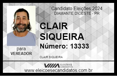 Candidato CLAIR SIQUEIRA 2024 - DIAMANTE D\OESTE - Eleições