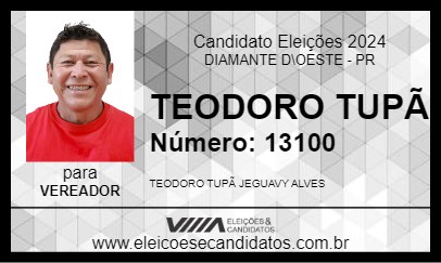 Candidato TEODORO TUPÃ 2024 - DIAMANTE D\OESTE - Eleições