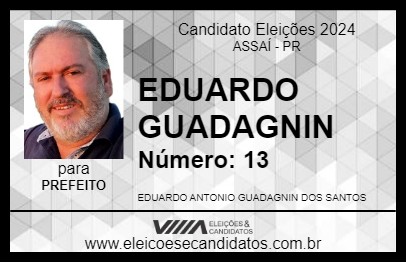 Candidato EDUARDO GUADAGNIN 2024 - ASSAÍ - Eleições