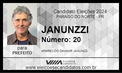 Candidato JANUNZZI 2024 - PARAÍSO DO NORTE - Eleições