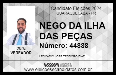 Candidato NEGO DA ILHA DAS PEÇAS 2024 - GUARAQUEÇABA - Eleições