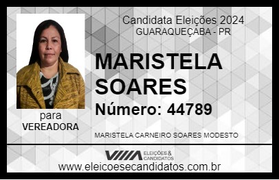 Candidato MARISTELA SOARES 2024 - GUARAQUEÇABA - Eleições