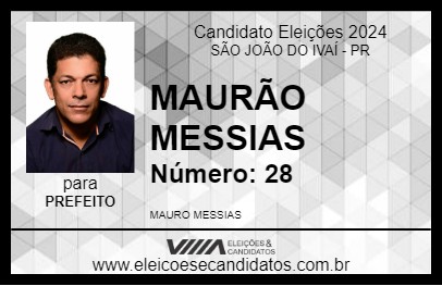 Candidato MAURÃO MESSIAS 2024 - SÃO JOÃO DO IVAÍ - Eleições