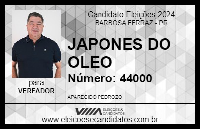 Candidato JAPONES DO OLEO 2024 - BARBOSA FERRAZ - Eleições