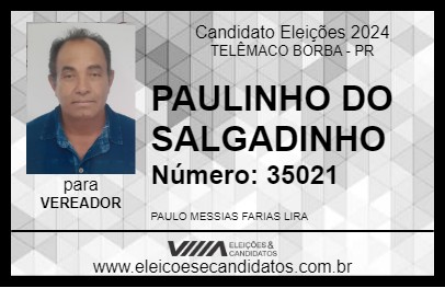 Candidato PAULINHO DO SALGADINHO 2024 - TELÊMACO BORBA - Eleições