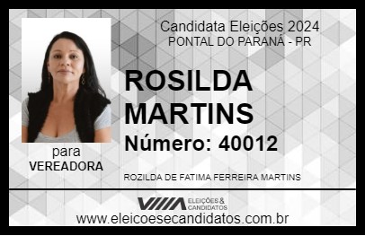 Candidato ROSILDA MARTINS 2024 - PONTAL DO PARANÁ - Eleições