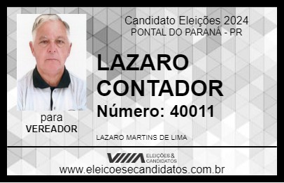 Candidato LAZARO CONTADOR 2024 - PONTAL DO PARANÁ - Eleições