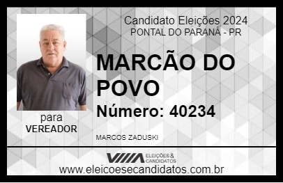 Candidato MARCÃO DO POVO 2024 - PONTAL DO PARANÁ - Eleições