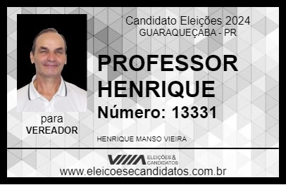 Candidato PROFESSOR HENRIQUE 2024 - GUARAQUEÇABA - Eleições