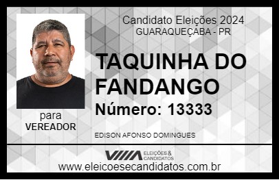 Candidato TAQUINHA DO FANDANGO 2024 - GUARAQUEÇABA - Eleições