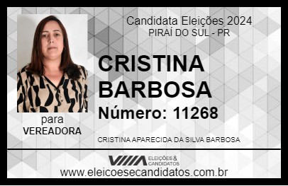 Candidato CRISTINA BARBOSA 2024 - PIRAÍ DO SUL - Eleições