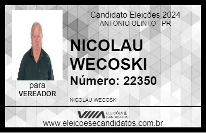 Candidato NICOLAU WECOSKI 2024 - ANTONIO OLINTO - Eleições