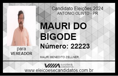 Candidato MAURI DO BIGODE 2024 - ANTONIO OLINTO - Eleições