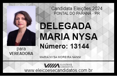 Candidato DELEGADA MARIA NYSA 2024 - PONTAL DO PARANÁ - Eleições