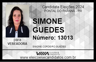 Candidato SIMONE GUEDES 2024 - PONTAL DO PARANÁ - Eleições