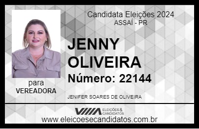 Candidato JENNY OLIVEIRA 2024 - ASSAÍ - Eleições