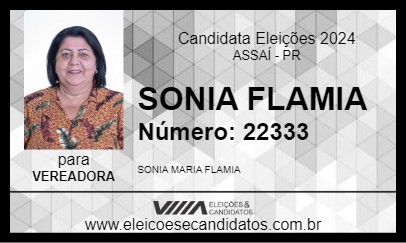 Candidato SONIA FLAMIA 2024 - ASSAÍ - Eleições