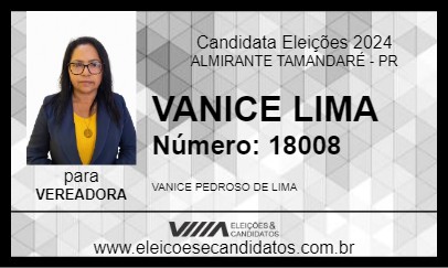 Candidato VANICE LIMA 2024 - ALMIRANTE TAMANDARÉ - Eleições