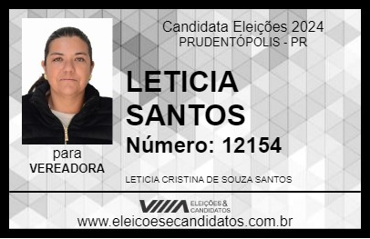 Candidato LETICIA SANTOS 2024 - PRUDENTÓPOLIS - Eleições