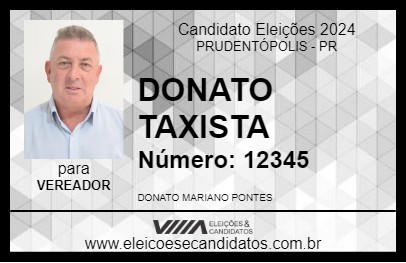 Candidato DONATO TAXISTA 2024 - PRUDENTÓPOLIS - Eleições