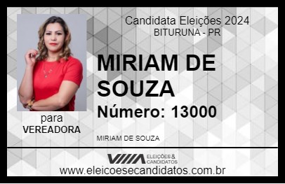 Candidato MIRIAM DE SOUZA 2024 - BITURUNA - Eleições