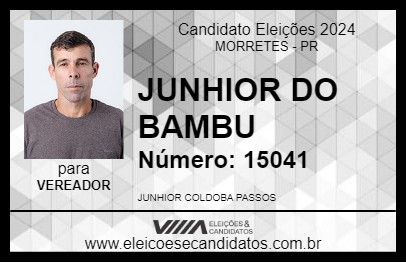 Candidato JUNHIOR DO BAMBU 2024 - MORRETES - Eleições