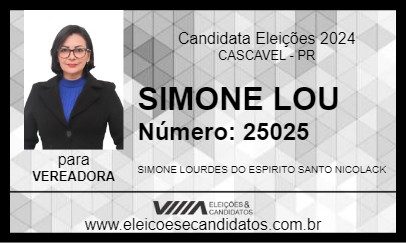 Candidato SIMONE LOU 2024 - CASCAVEL - Eleições