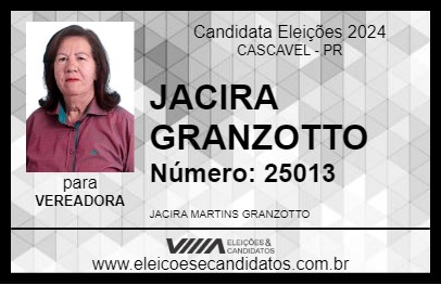 Candidato JACIRA GRANZOTTO 2024 - CASCAVEL - Eleições