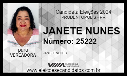 Candidato JANETE NUNES  2024 - PRUDENTÓPOLIS - Eleições