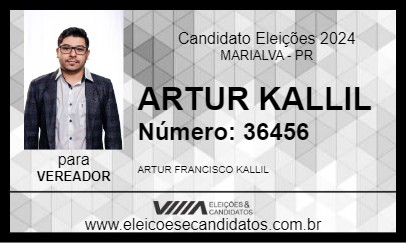 Candidato ARTUR KALLIL 2024 - MARIALVA - Eleições